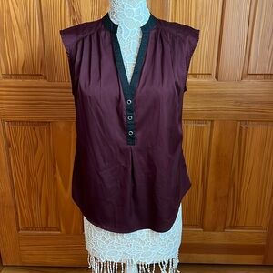 Converse V Neck Blouse in Burgundy